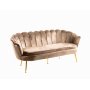 Soffa med 3-sits | Sn�ckformad design, sammet & m�ssingsdetaljer | M�rkbeige