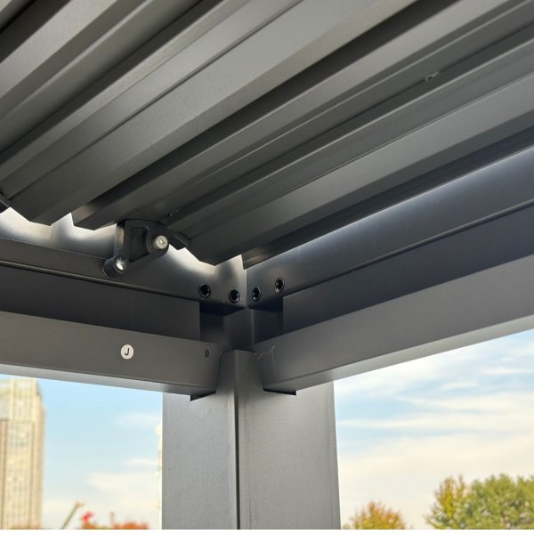 Pergola 4x3 m med lamelltak | Gr� st�lpergola f�r uteplats & tr�dg�rd