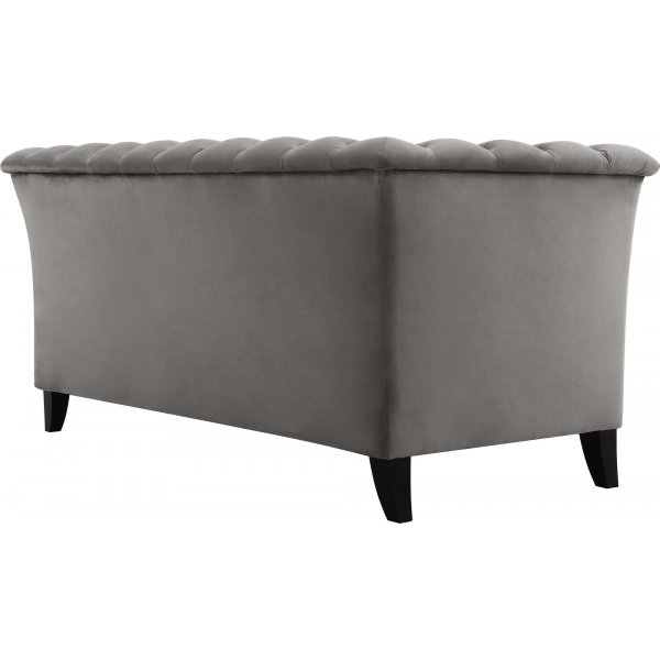 Chesterfieldsoffa Gr� Sammet | Eukalyptustr� & ben i gummitr� | Chesterfield