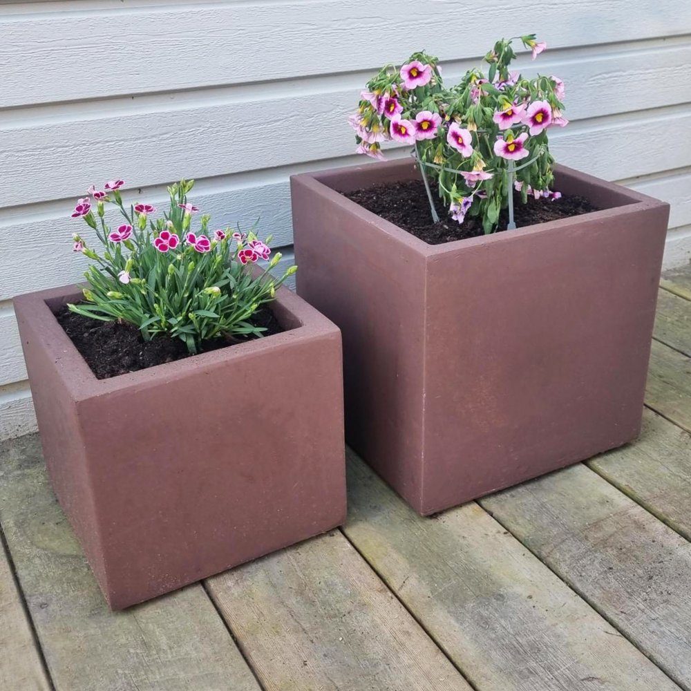 Fiberarmerade utekrukor | Fyrkantiga | 2-pack | Mörkbrun | Finns i två olika storlekar!
