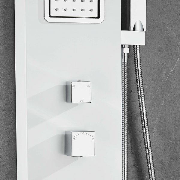 Duschpanel i vitt rostfritt stål | Amber Duschpanel i vitt rostfritt stål | Amber