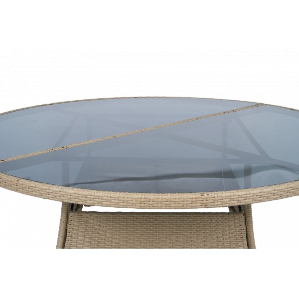 Rund matgrupp 8 stolar i beige � Tyl�sand