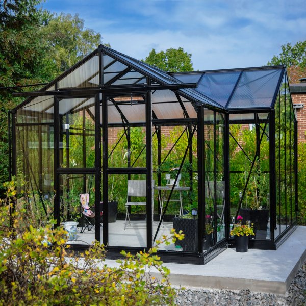 T-format glasvxthus 12,8m | 4mm skerhetsglas | 5 rs stormgaranti