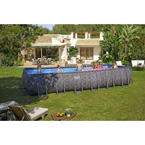Bestway pool ovan mark 7,32 x 3,66 m  132 cm djup | APX 365 Rektangulr Stlpool Set (561KG)