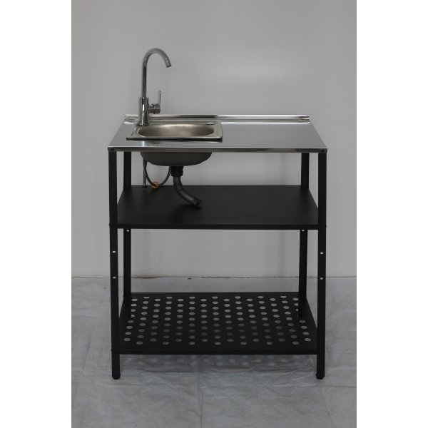 Tv�ttst�ll i galvaniserat st�l med handfat & kran | Utomhus | 80�50�90 cm